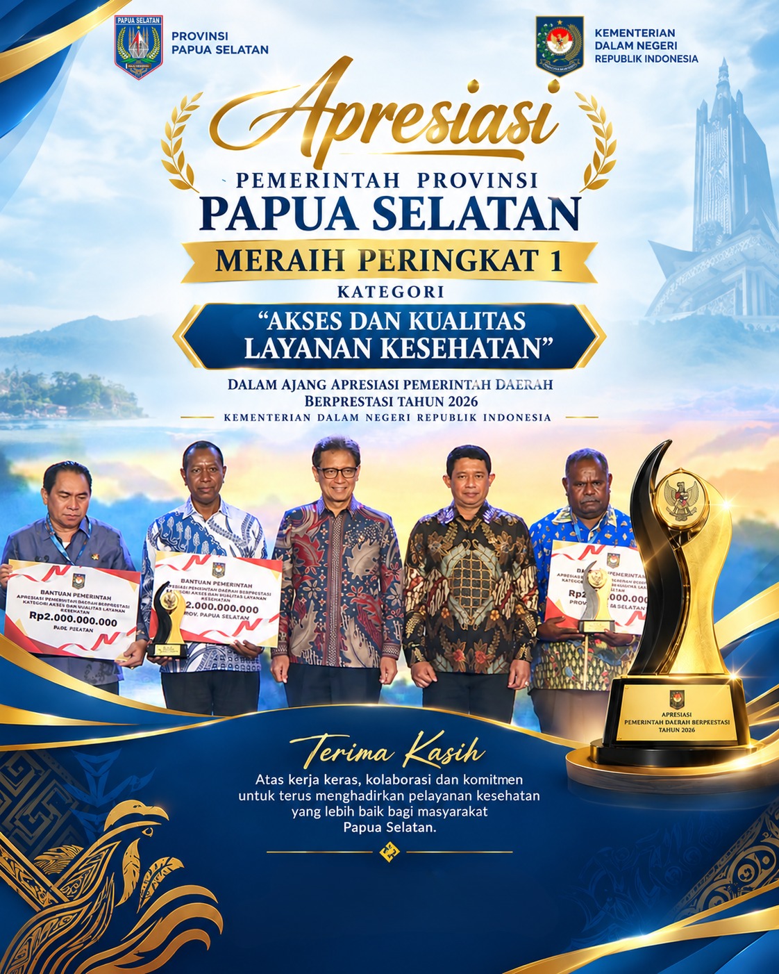 Papua Selatan Raih Peringkat 1 Kategori Akses dan Kualitas Layanan Kesehatan